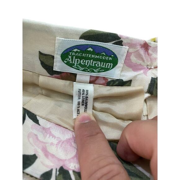 Trachtenmoden Alpentraum cotton and linen Floral Print A Line Skirt Size small - Picture 6 of 6